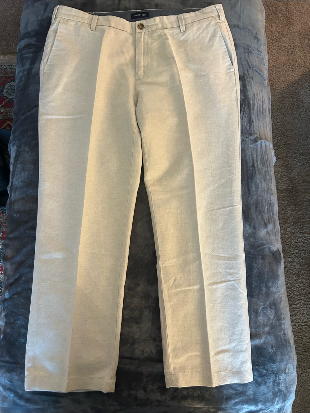 Nautica Men's Light Cream Linen-Blend Dress Pants